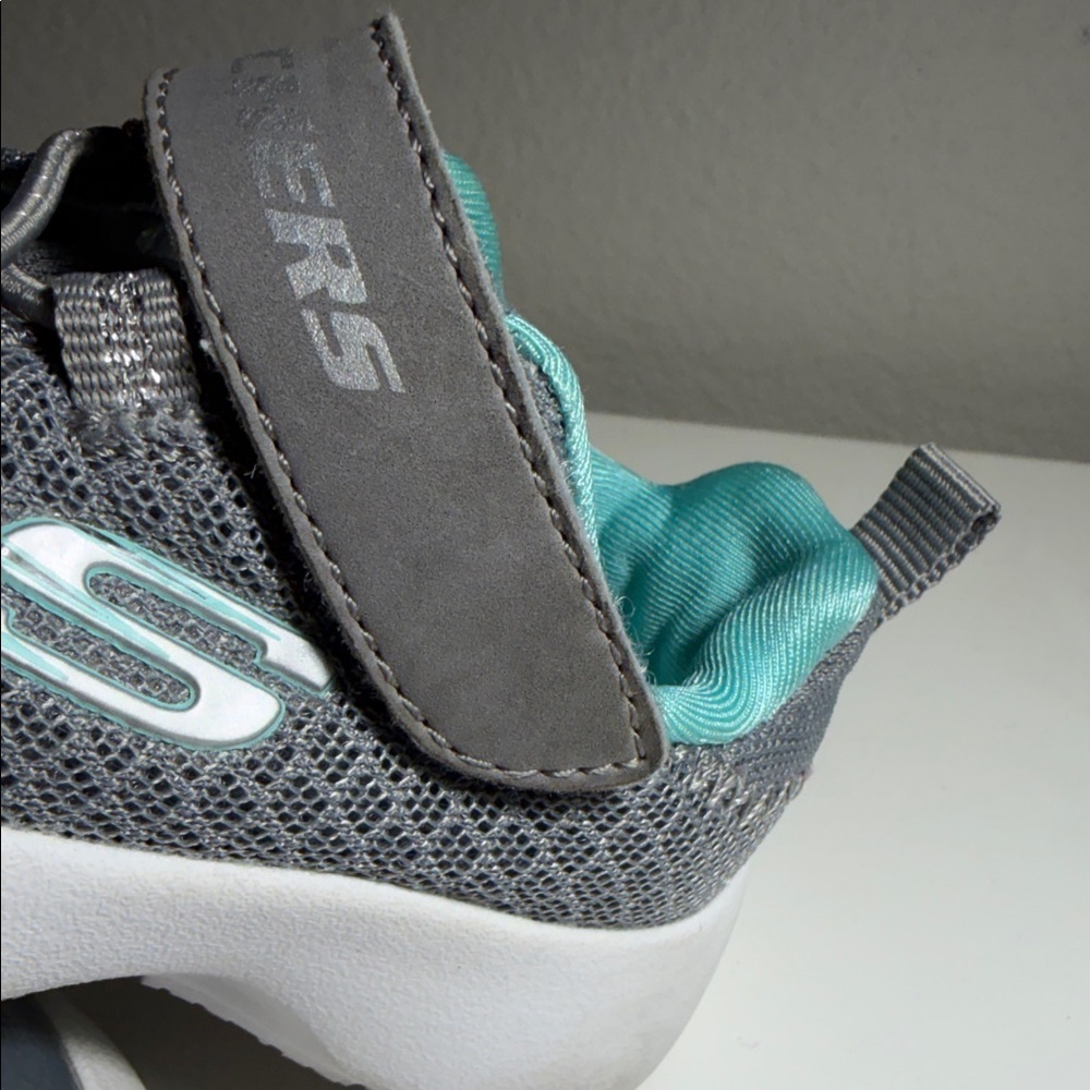 Skechers Kids' Gray and Teal Sneakers - Picture 7 of 10